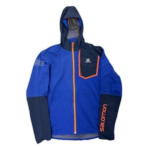 Salomon Pertex Shield Waterproof Windbreaker Jacket Blue Mens Small Gorpcore